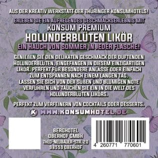 Konsum Premium Likör Holunderblüte, 0,5l, Flasche
