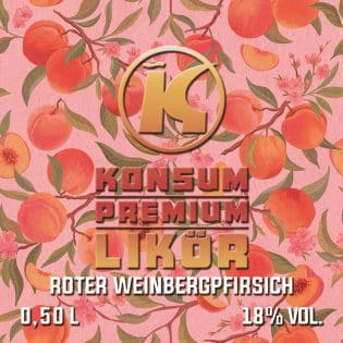 Konsum Premium Likör, Roter Weinbergpfirsich, 0,5l, Flasche
