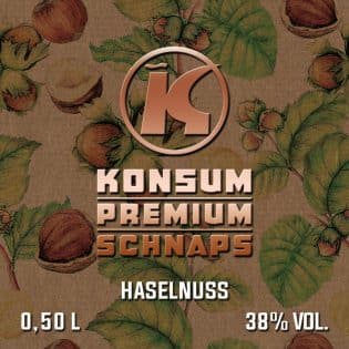 Konsum Premium Schnaps Haselnuss, 0,5l, Flasche