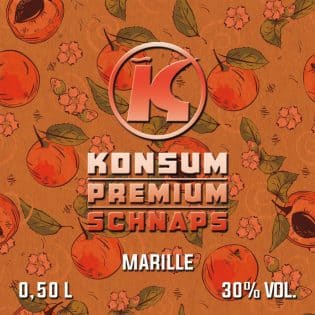 Konsum Premium Schnaps Marille, 0,5l, Flasche